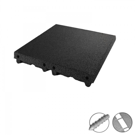 Gummimatten 80 mm schwarz mit 4 seitlichen Löchern für Verbindungsstecker in rot.